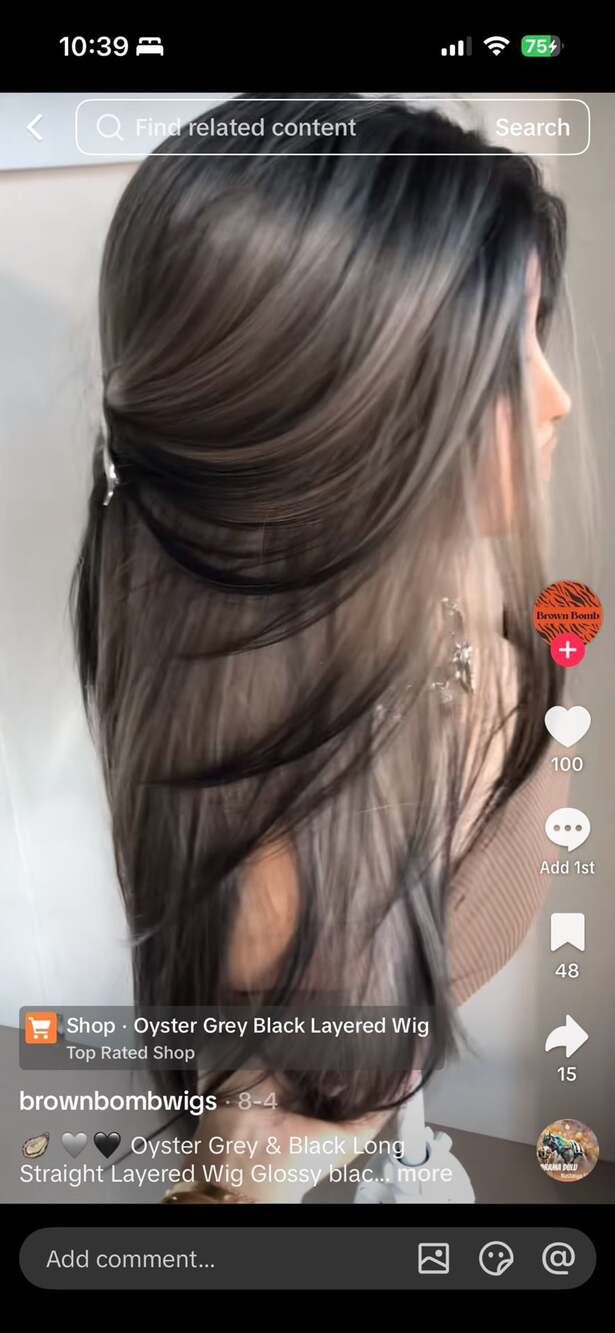 Brown Bomb Oyster Grey Layered Wig